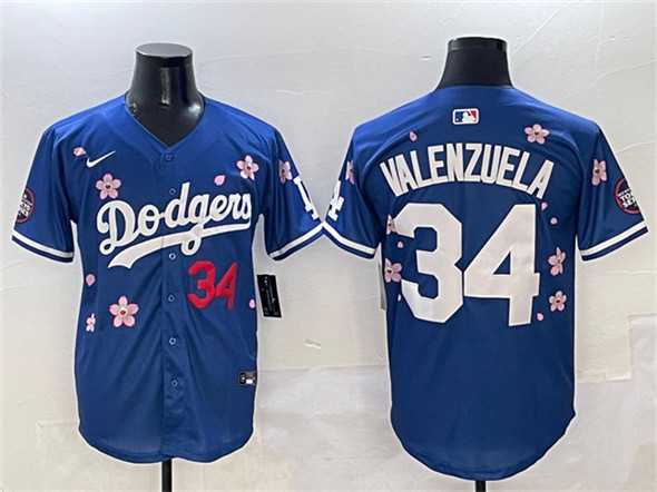 Mens Los Angeles Dodgers #34 Fernando Valenzuela Royal 2025 Tokyo Series Limited Stitched Jersey